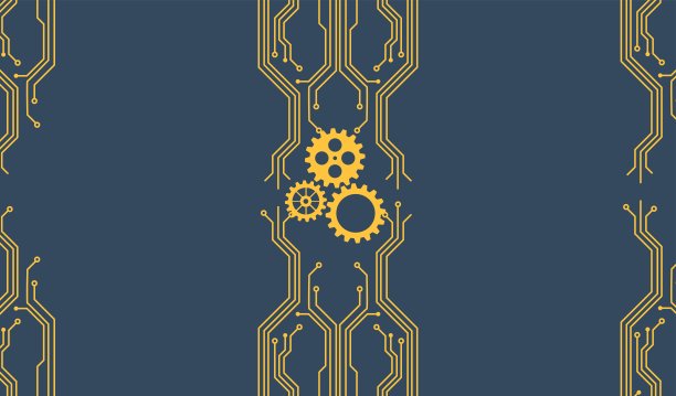 抽象的技术齿轮背景与几何彩色齿轮。图片下载