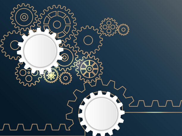 抽象的技术齿轮背景与几何彩色齿轮。图片下载