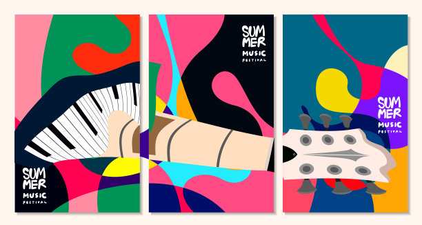 矢量插图丰富多彩的夏季音乐节横幅图片下载