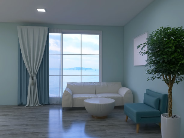 客厅设计3d渲染，3d插画图片下载