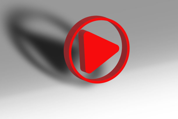 红色播放按钮图标灰色背景商业音乐在线概念图片下载