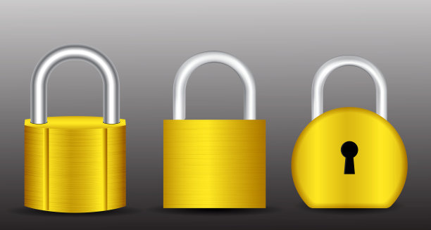 一套现实的黄金和白银挂锁金属隔离。每股收益向量图片下载