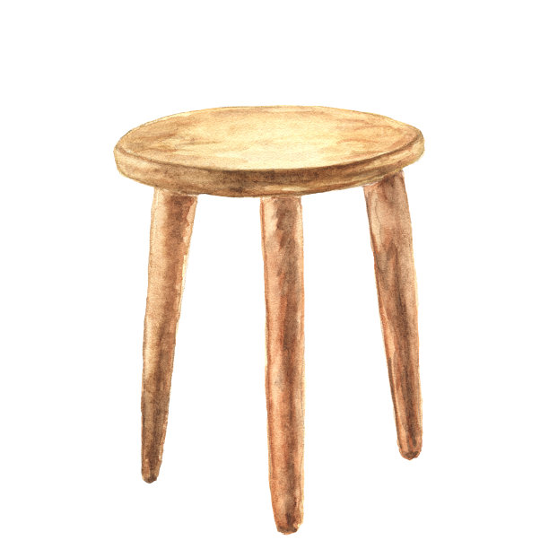 家具厨房无靠背凳水彩插图。图片下载