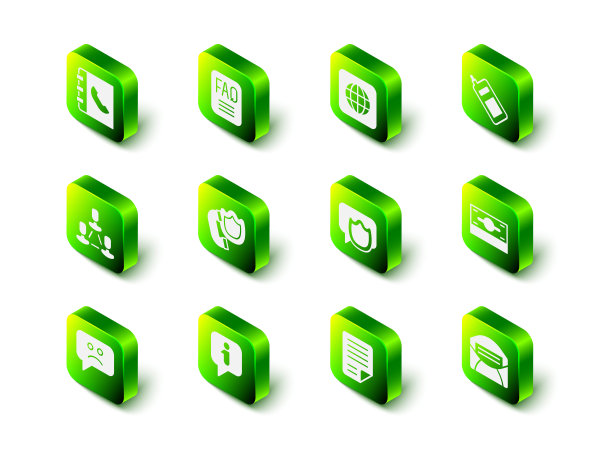 设置常见问题信息，世界范围内，手机，堆栈纸币现金，邮件和电子邮件，语音气泡聊天，文件文档和信息图标。向量图片下载