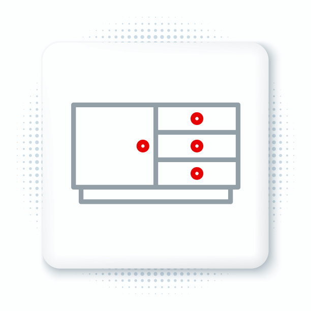 线条柜的抽屉图标孤立的白色背景。色彩缤纷的轮廓概念。向量图片下载