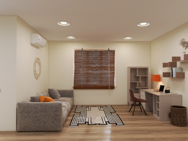 客厅室内3d渲染，3d插图图片下载