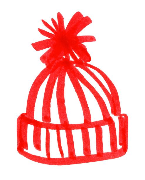 毛毡笔孩子气的画与绒球针织帽图片下载