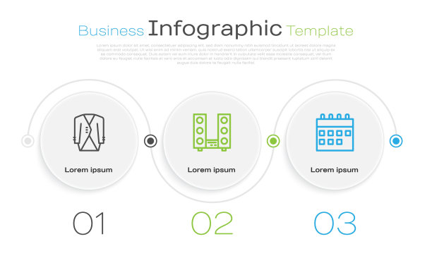 套装，家庭音响，两个扬声器和日历。业务信息图表模板。向量图片下载