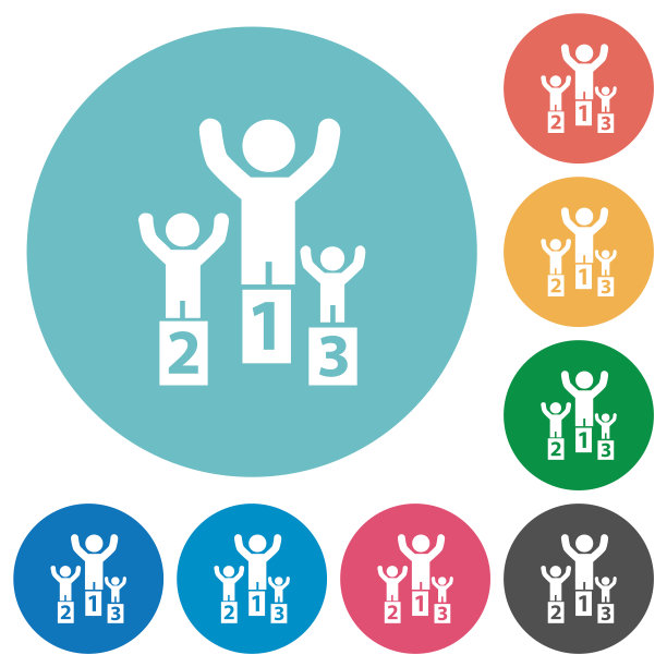 获奖者的领奖台上有扁平的圆形图标图片下载