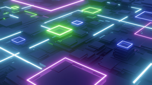 抽象的元背景。霓虹颜色的抽象立方体形状。图片下载