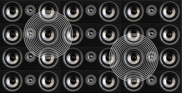 黑白音乐扬声器背景与图形的圆形声波图片下载