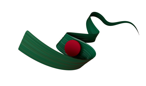 3d国旗孟加拉国国家，3d波浪绿丝带隔离在白色背景，3d插图图片下载