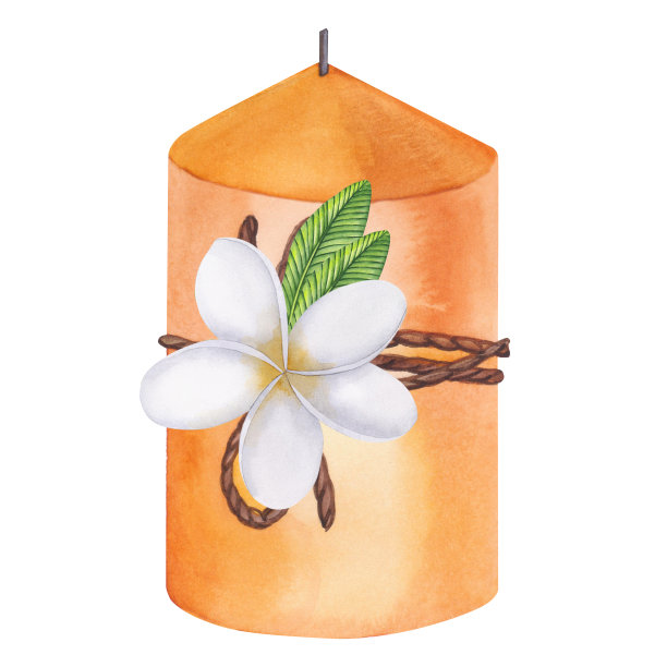 梦幻蜡烛与水彩分离白色装饰新年和圣诞节，温泉。图片下载