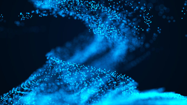 发光粒子的旋风。爆炸的未来浪潮。数字的背景。3 d渲染。图片下载