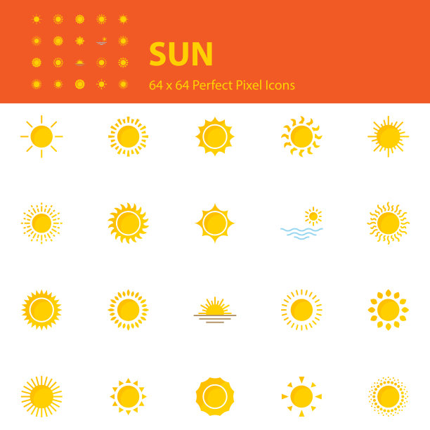 太阳图标套装，夏季，阳光图片下载