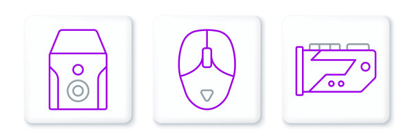 设置线路视频显卡，不间断电源和电脑鼠标图标。向量图片下载