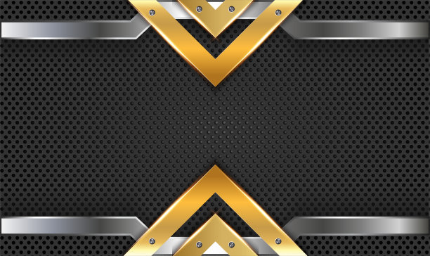 金色和银色金属黑色穿孔金属背景图片下载