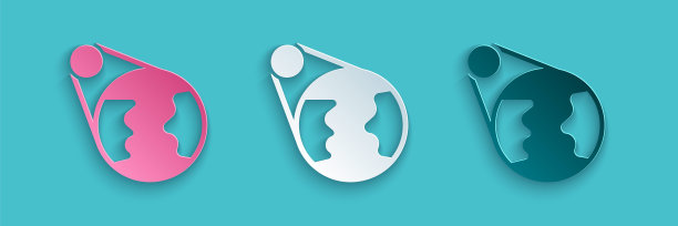 剪纸地球图标孤立的蓝色背景。世界或土象星座。全球互联网标志。几何形状。纸艺风格。向量图片下载