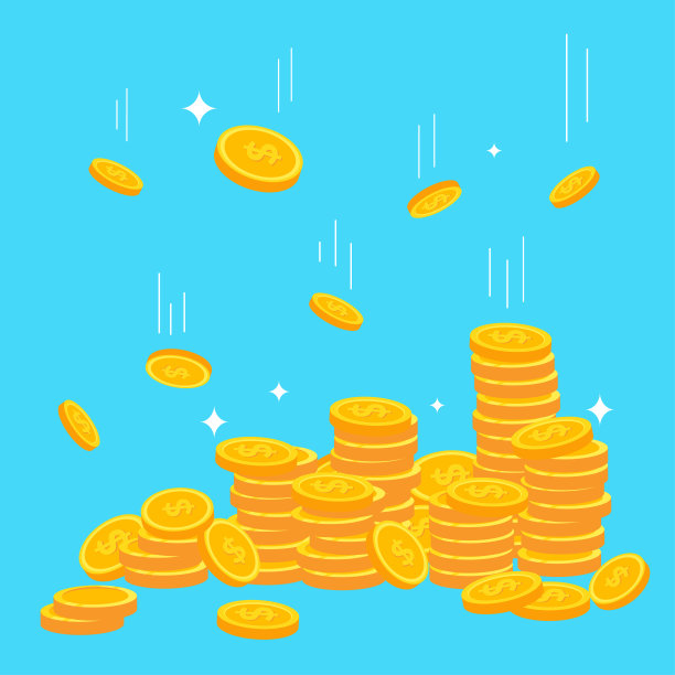 金币堆成一堆。现金现金堆。扁平风格的金融概念图片下载