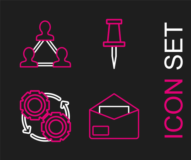 信封工作流程图钉项目团队图标图片下载