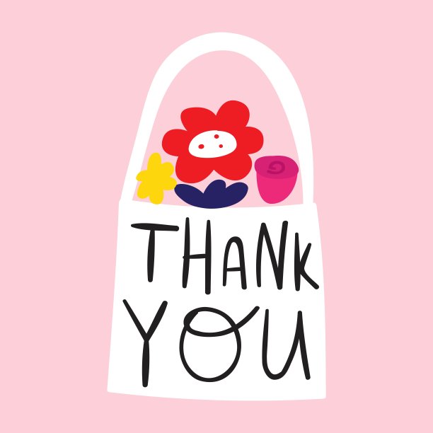 有花的购物袋。谢谢你！图片下载