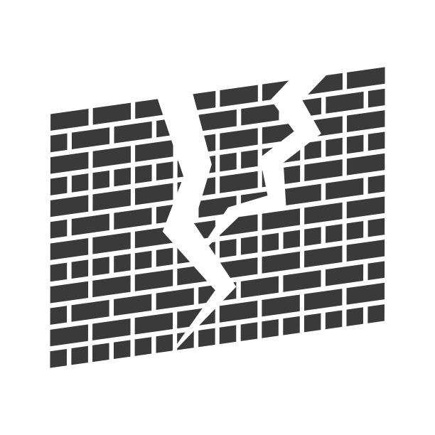 被毁的砖墙象形图标孤立在白色背景上。矢量插图。图片下载