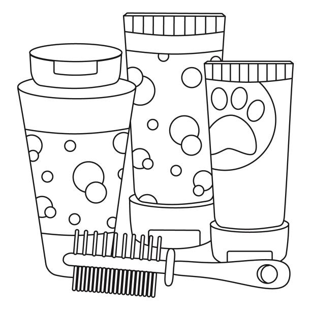 一套动物，猫，狗，洗发水和梳子的元素。图片下载