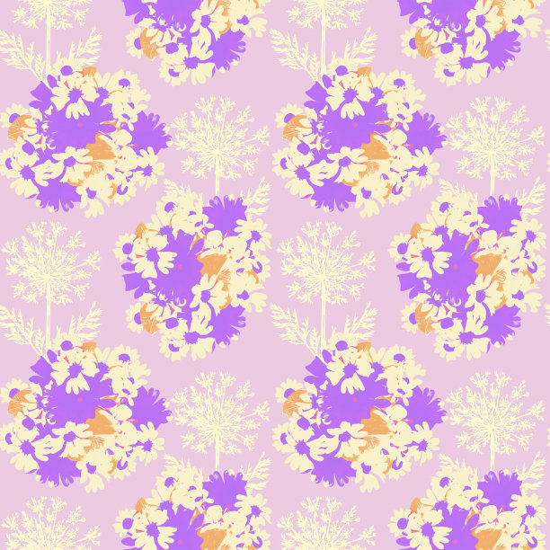 洋甘菊花束无缝图案与花朵。图片下载