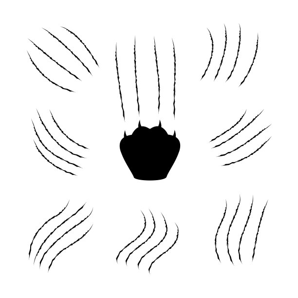 爪子抓伤。魔爪能割动物。矢量平面插图。图片下载