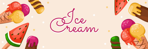 彩色冰淇淋背景。网页横幅模板图片下载