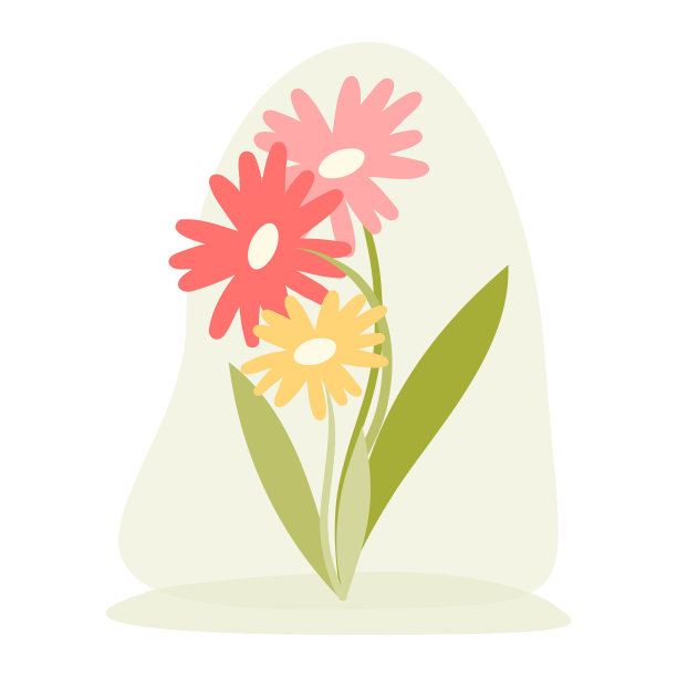 在孤立的背景上手绘野花的剪贴画图片下载