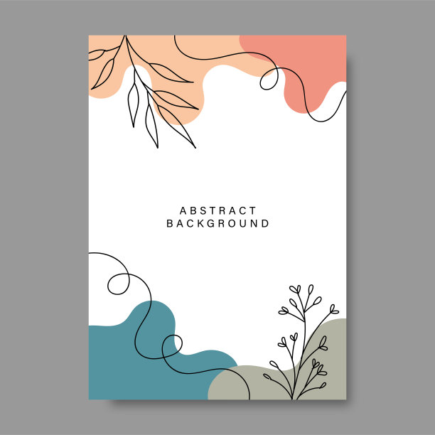 手绘抽象设计背景与柔和的颜色和植物装饰。矢量图图片下载