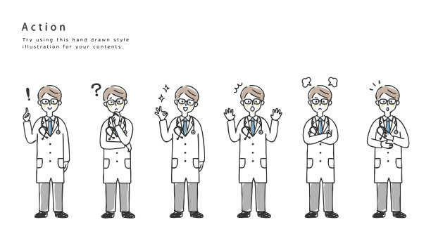 男医生的面部表情集。图片下载