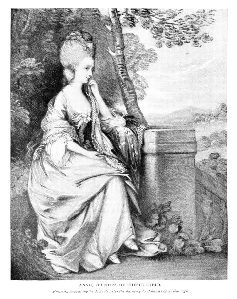安妮·伊丽莎白·斯坦霍普，切斯特菲尔德伯爵夫人，艺术家托马斯·庚斯伯勒的肖像，19世纪英国文化图片下载
