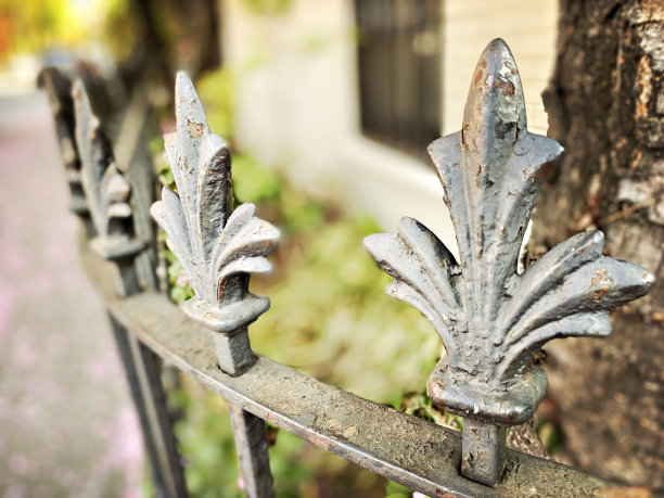 旧铁栅栏的装饰顶部图片下载