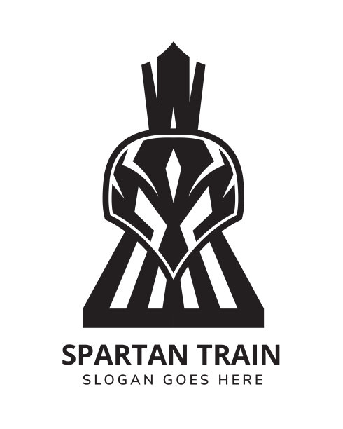 斯巴达火车符号设计模板采用黑白两色。图片下载