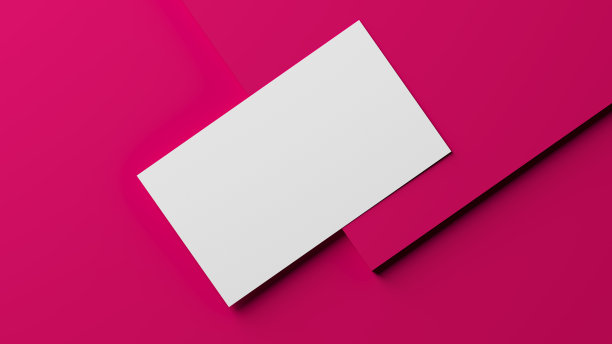 空白名片模型与软阴影Viva品红背景图片下载