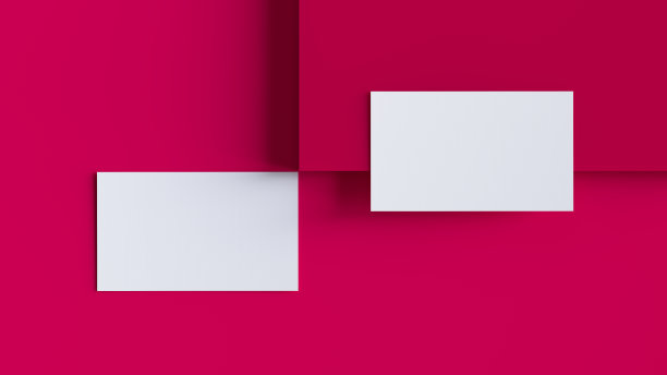 两个空白名片模板在品红背景上图片下载
