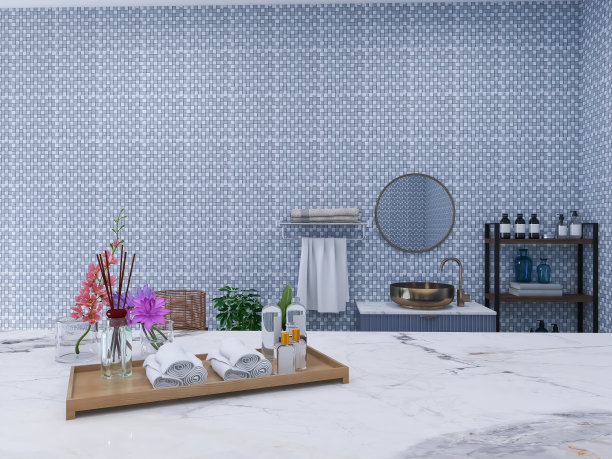 浴室设计，3d渲染，3d插图图片下载