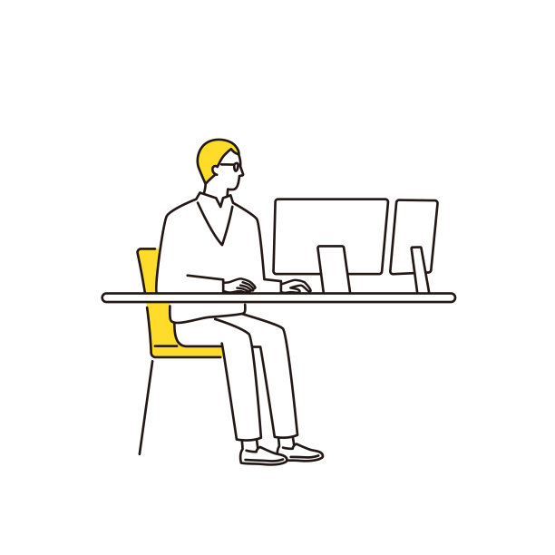 商人在双显示器电脑上工作图片下载