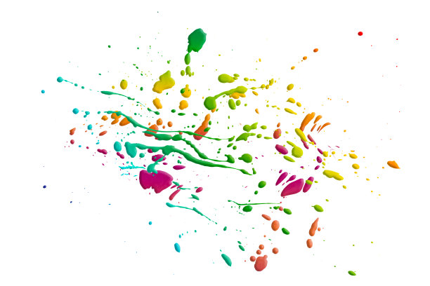 白色背景上孤立的彩色水滴，抽象的图案图片下载