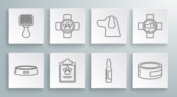 设置线宠物食品碗兽医诊所标志图片下载