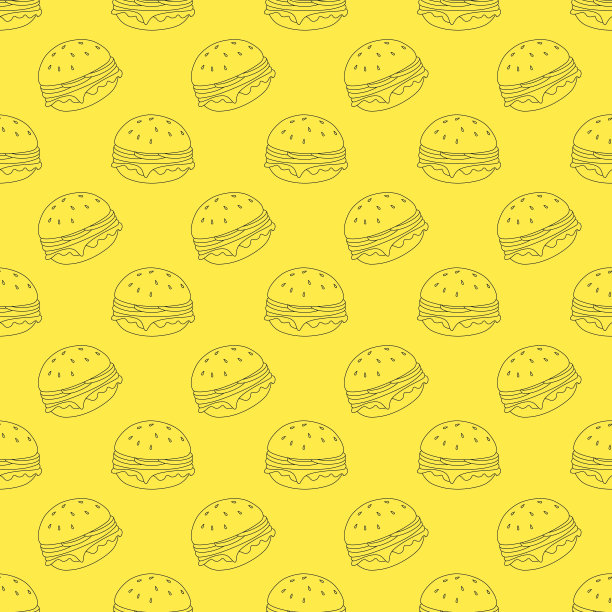 涂鸦汉堡无缝图案图片下载