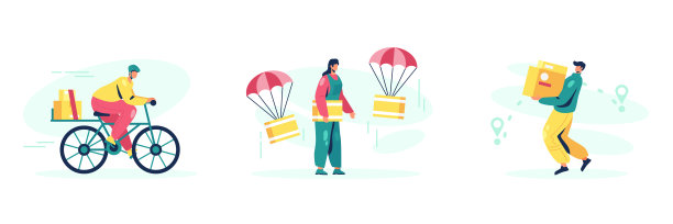 快递设备种类繁多。快速航运插图集图片下载