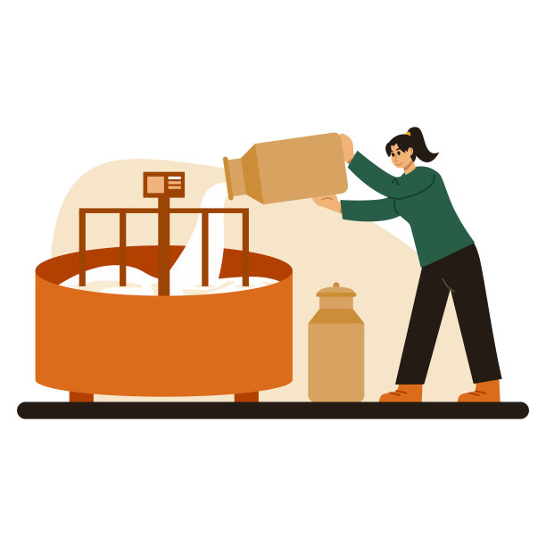 女士拿着一罐牛奶，把它倒进机器里，用来揉制配方奶粉图片下载