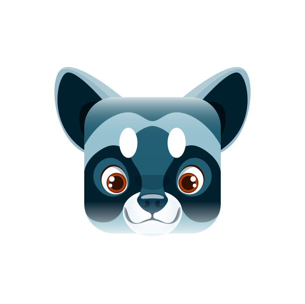 卡通浣熊卡哇伊方形动物脸画像图片下载