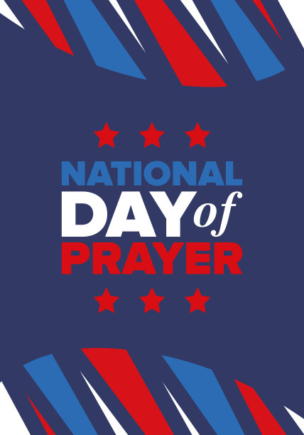 美国的全国祷告日。五月的第一个星期四。每年的一天，美国人在祈祷和沉思中转向上帝。海报、卡片、横幅和背景。矢量图图片下载