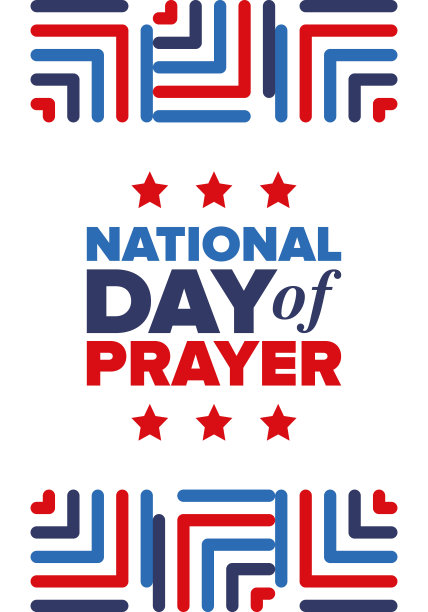 美国的全国祷告日。五月的第一个星期四。每年的一天，美国人在祈祷和沉思中转向上帝。海报、卡片、横幅和背景。矢量图图片下载