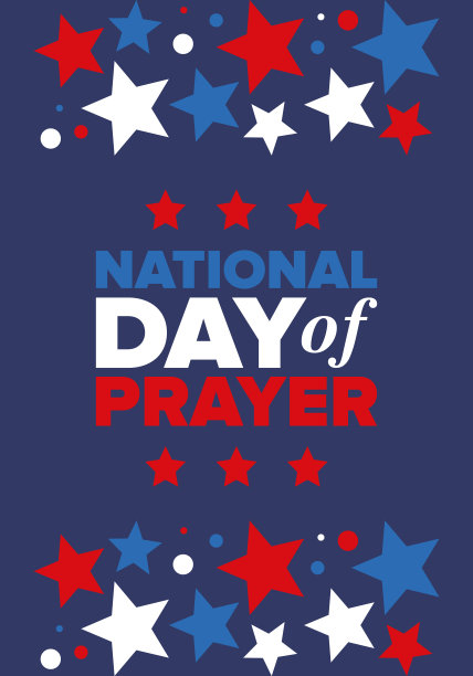 美国的全国祷告日。五月的第一个星期四。每年的一天，美国人在祈祷和沉思中转向上帝。海报、卡片、横幅和背景。矢量图图片下载