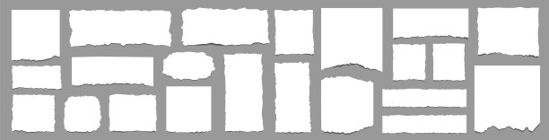 撕纸套。撕碎的文件集。平的风格。图片下载